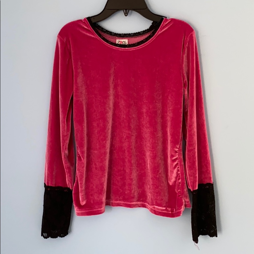 Zoey Girl Black & Pink Velvet Top